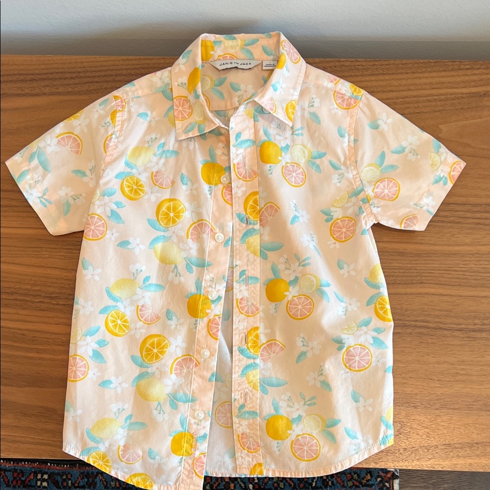 Janie and Jack Citrus Print Button Down Shirt